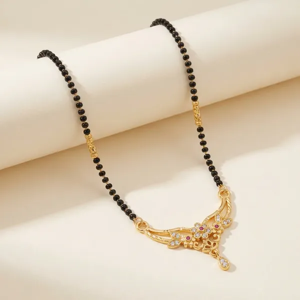 Black_Beaded_Gold_Tone_Mangalsutra_Necklace