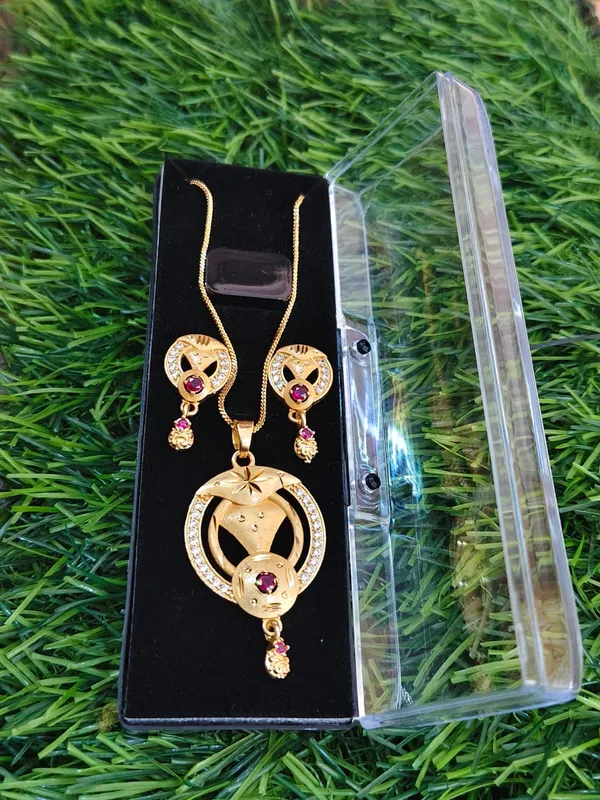 Elegant_Golden_Panda_Pendant_Necklace_And_Earrings_Set_With_Pink_Crystal_Accents