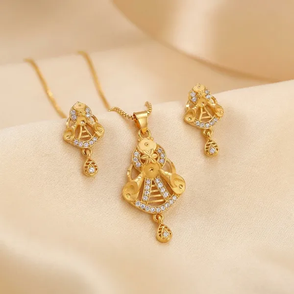 Elegant_Gold_Plated_Pendant_Necklace_Set_With_Matching_Earrings