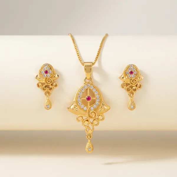 Gold_Toned_Necklace_And_Earring_Set_With_Colorful_Gemstones