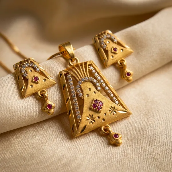 Elegant_Gold_Plated_Pendant_Necklace_Set_With_Matching_Earrings