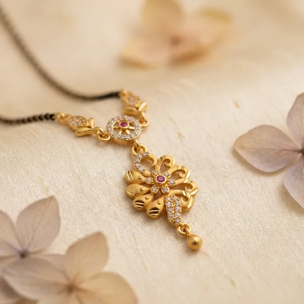 Elegant_Golden_Mangalsutra_Necklace_With_Floral_Pendant
