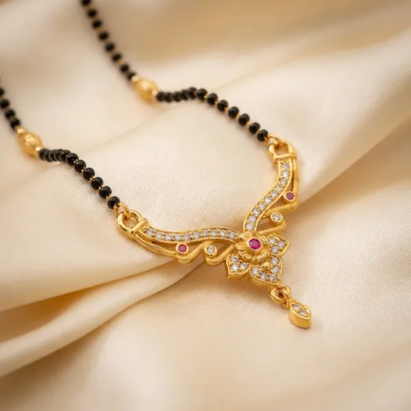 Black_Beaded_Mangalsutra_Necklace_With_Golden_Pendant