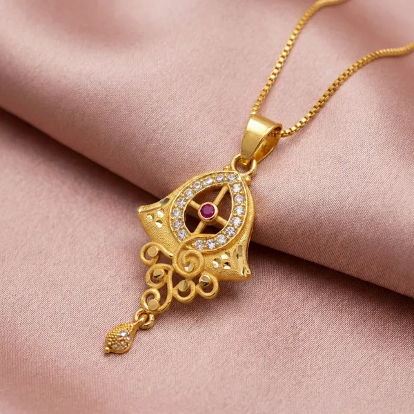 Gold_Plated_Pendant_Necklace_Set_With_Matching_Earrings