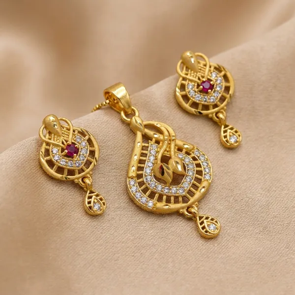Gold_Plated_Peacock_Design_Necklace_Set_With_Red_Stone_Embellishments