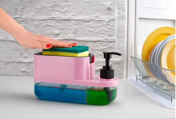 Multicolour_2_In_1_Soap_Dispenser_For_Bathroom_Accessories_Dishwasher_Liquid_Holder_Liquid_Dispenser_Pump_500_Ml_With_Sponge_Holder_Kitchen_Sink_Accessories_Items_Multi_Color
