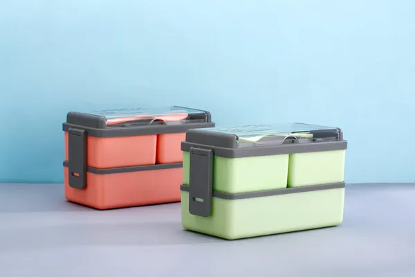 Orange_Double_Decker_Plastic_Lunch_Box_3_Detachable_Compartments_2_Spoons_And_Stylish_Lid