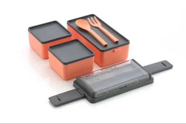 Orange_Double_Decker_Plastic_Lunch_Box_3_Detachable_Compartments_2_Spoons_And_Stylish_Lid