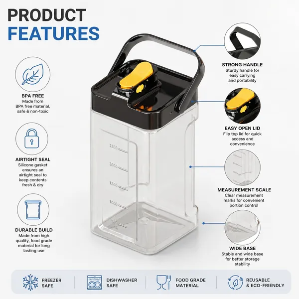 Dimazofly_3500_ml_Water_Pitcher_for_Refrigerator_Door,_Clear_Square_Drink_Dispenser_with_Measurement_Markings,_Durable_Plastic_Infusion_Carafe_for_Iced_Tea_&_Fruit_Water_(_Pack_Of_1_)
