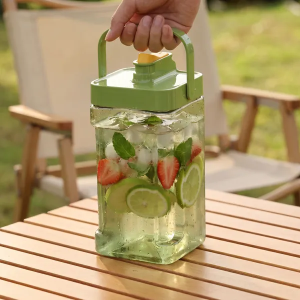 Dimazofly_3500_ml_Water_Pitcher_for_Refrigerator_Door,_Clear_Square_Drink_Dispenser_with_Measurement_Markings,_Durable_Plastic_Infusion_Carafe_for_Iced_Tea_&_Fruit_Water_(_Pack_Of_1_)