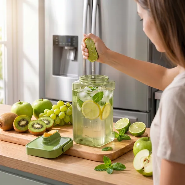 Dimazofly_3500_ml_Water_Pitcher_for_Refrigerator_Door,_Clear_Square_Drink_Dispenser_with_Measurement_Markings,_Durable_Plastic_Infusion_Carafe_for_Iced_Tea_&_Fruit_Water_(_Pack_Of_1_)