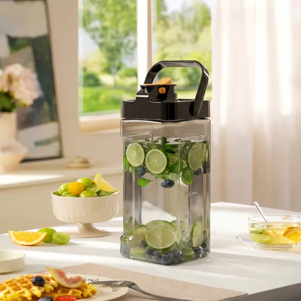 Dimazofly_3500_ml_Water_Pitcher_for_Refrigerator_Door,_Clear_Square_Drink_Dispenser_with_Measurement_Markings,_Durable_Plastic_Infusion_Carafe_for_Iced_Tea_&_Fruit_Water_(_Pack_Of_1_)