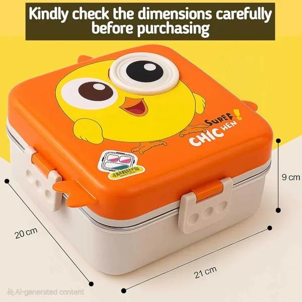 Dimazofly_3_Compartment_Stainless_Steel_Tiffin_Box_–_Insulated,_Leak-Proof_&_BPA-Free_Bento_Box_with_Tray,_Spoon_&_Container_for_School,_Office,_Travel_–_1120ml_+_70ml,_Orange
