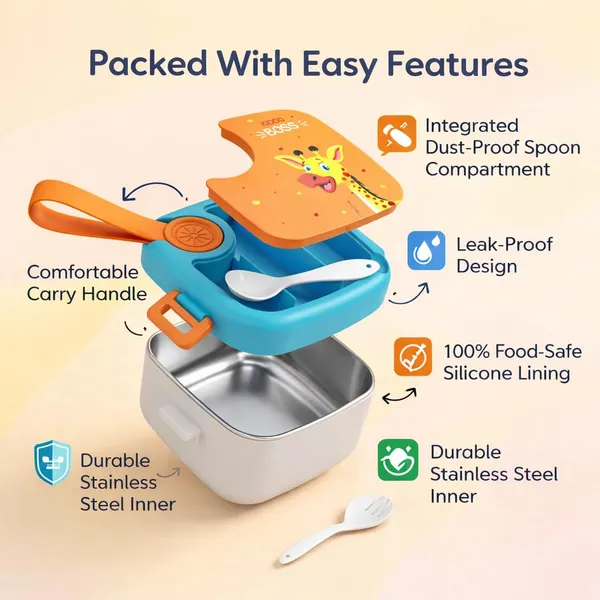Dimazofly_Kids_Lunch_Box_for_School,_Leakproof_Plastic_Tiffin_Box_with_Spoon_&_Fork,_Cute_Giraffe_Printed_Food_Container_with_Handle_for_Toddlers,_Boys_&_Girls,_BPA-Free_(550ml)(Multicolor)