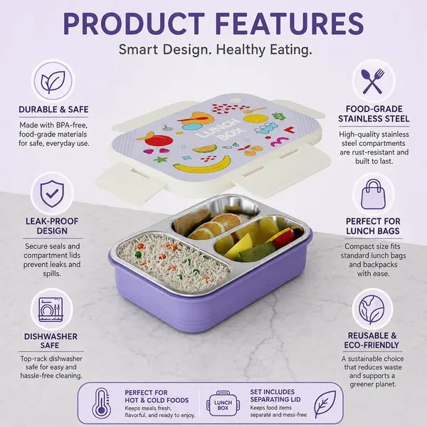 Dimazofly_Leakproof_Kids_Lunch_Box_for_School_-_Insulated_Bento_Box_with_Spoon,_Multi-Compartment_Tiffin_Box_for_Toddlers,_Durable_&_BPA-Free_Food_Container,_(950ml)_(Multicolor)