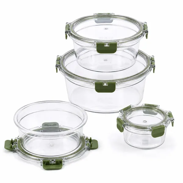 Dimazofly_Plastic_Food_Storage_Containers_Set_of_4_–_Airtight_&_Leakproof_Round_Kitchen_Storage_Bowls_with_Clip_Locking_Lids,_Olive_Green_Silicone_Ring_|_Microwave,_Oven_&_Freezer_Safe