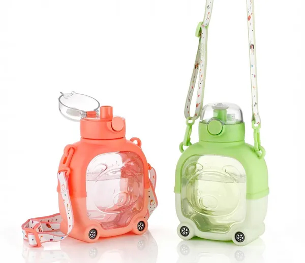 Dimazofly_Portable_Cute_Bear_Shaped_Sipper_Bottle_for_Kids_with_Straw,_Push-Button_Lock_&_Carrying_Strap_|_BPA-Free_Plastic_Water_Jug(_Pack_Of_1,_Multicolor)