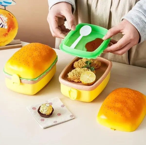 Multicolor_Plastic_Mad_Wolf_Square_3_Containers_Sandwich_Burger_Shape_Tiffin_Lunch_Box_With_Spoon