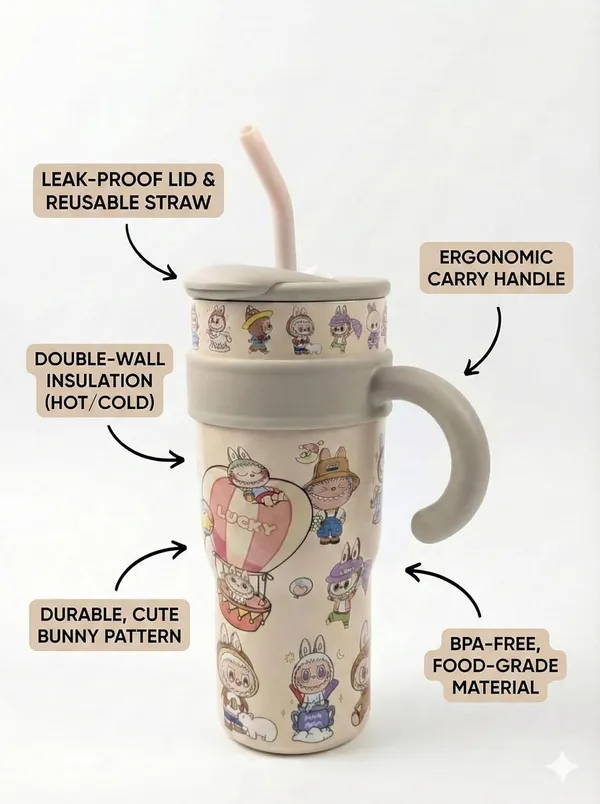 Cream_Cute_Cartoon_Stainless_Steel_Tumbler_With_Handle_And_Straw