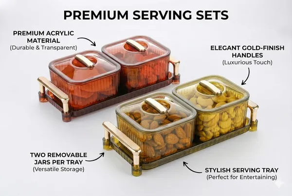2_Pcs_Multicolor_Dry_Fruit_Serving_Set_With_Tray_And_Lids_Airtight_Container_Box