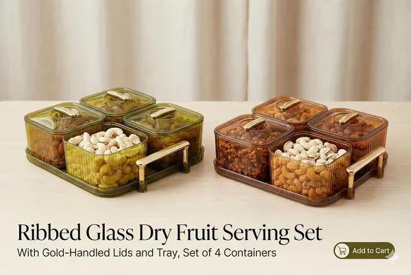 4_Pcs_Set_Multicolor_Dry_Fruit_Serving_Set_With_Tray_And_Lids_Airtight_Container_Box_Acrylic_Food_Grade_Storage_For_Home_Gifting