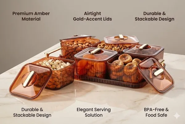 6_Pcs_Multicolor_Dry_Fruit_Serving_Set_With_Tray_And_Lids_Airtight_Container_Box