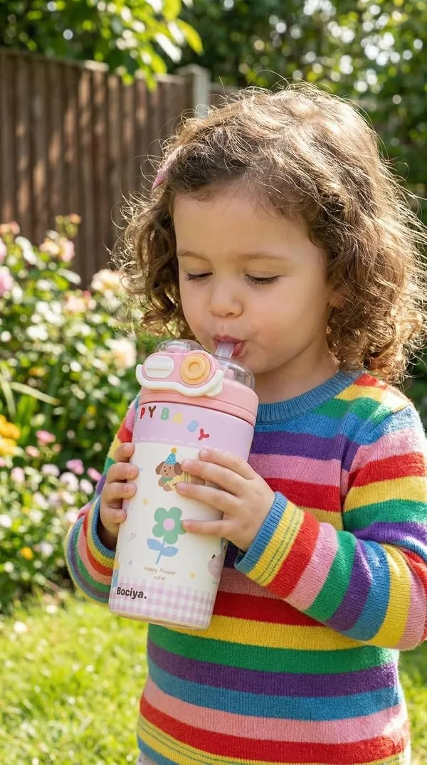 Multicolor_Kids_Water_Bottle_With_Straw_Insulated_Stainless_Steel_Thermos_For_School_And_Travel_Leak_Proof_Flip_Top_Sipper_Bottle_For_Girls_Cute_Puppy_And_Flower_Desig_[500Ml]