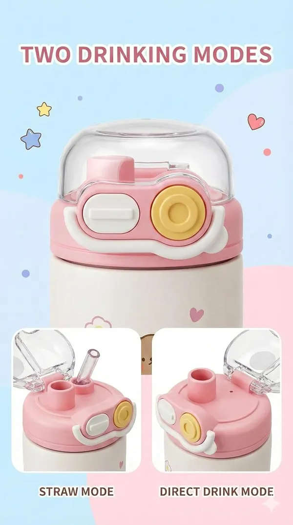 Multicolor_Kids_Water_Bottle_With_Straw_Insulated_Stainless_Steel_Thermos_For_School_And_Travel_Leak_Proof_Flip_Top_Sipper_Bottle_For_Girls_Cute_Puppy_And_Flower_Desig_[500Ml]