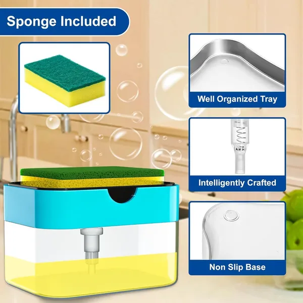 Multicolour_Unique_Soap_Dispenser_For_Bathroom_Accessories_Dishwasher_Liquid_Holder_Liquid_Dispenser_Pump_400_Ml_With_Sponge_Holder