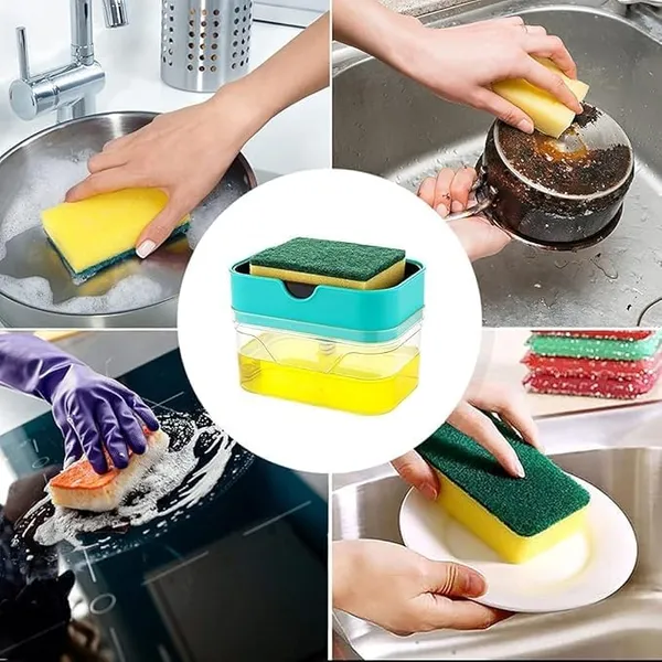 Multicolour_Unique_Soap_Dispenser_For_Bathroom_Accessories_Dishwasher_Liquid_Holder_Liquid_Dispenser_Pump_400_Ml_With_Sponge_Holder