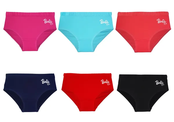 BABY-141_Multicolor_Cotton_Briefs_Pack_Of_6_Barbie_Print,_Soft_And_Comfy_Innerwear_For_Girls