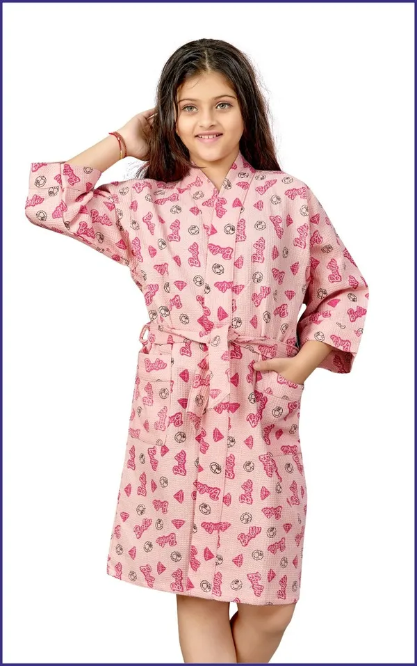 Pink_Cotton_Bathrobes_For_Girls