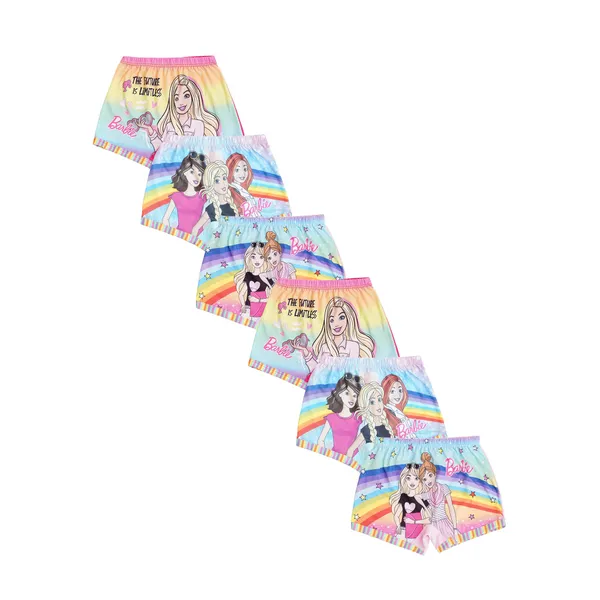 BABY-154_Multicolor_Barbie_Rainbow_Boxer_Shorts_Pack_Of_6_The_Future_Is_Limitless_Edition_For_Girls