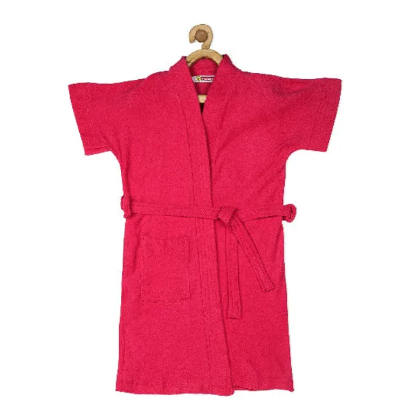 Red_Cotton_Bathrobe_Plain_For_Girls