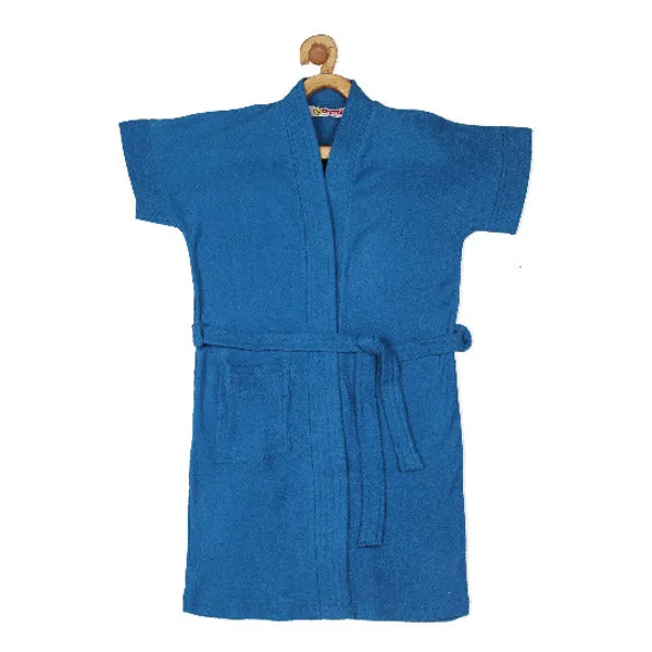 Blue_Cotton_Bathrobe_Plain_For_Girls