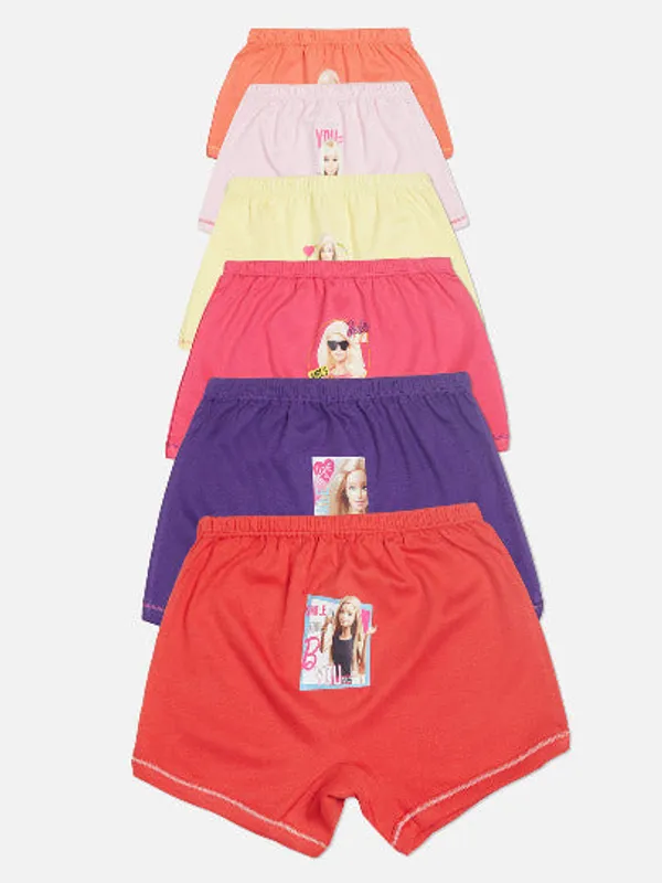 BABY-138_Multicolor_Cotton_Interlock_Boxer_Briefs_Pack_Of_6_Barbie_Print_Innerwear_Shorts_For_Girls