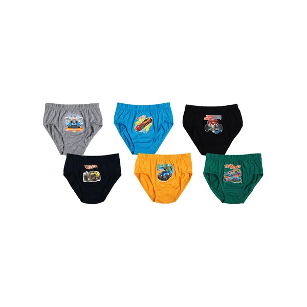 JR-604_Multicolor_Hot_Wheels_Briefs_6_Pack_100%_Cotton_Underwear_For_Boys