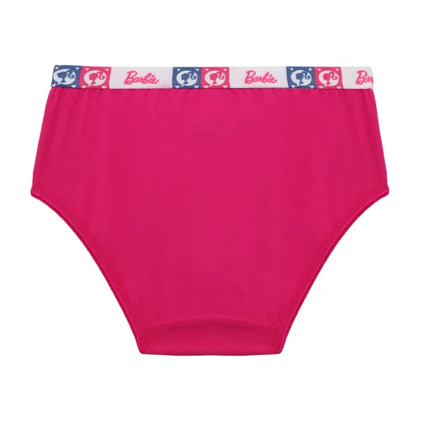 BABY-108_Multicolor_Cotton_Elastane_Briefs_Pack_Of_6_Solid_Colors_With_Barbie_Waistband_And_Prints_For_Girls