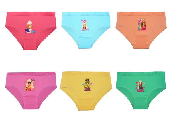 BABY-167_Multicolor_Barbie_Cotton_Briefs_Pack_Of_6_For_Girls