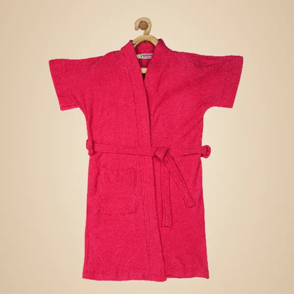 Red_Cotton_Bathrobe_Plain_For_Girls