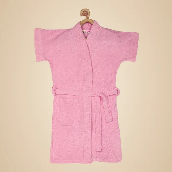 Pink_Cotton_Bathrobe_Plain_For_Girls