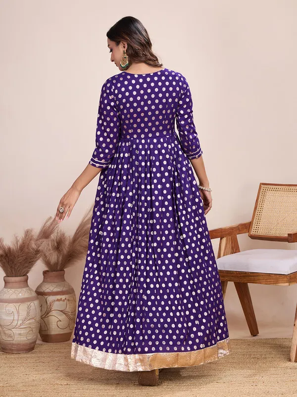 Violet_Silk_Blend_Zari_Weaving_Polka_Dot_Ethnic_Dresses_Gown_For_Women