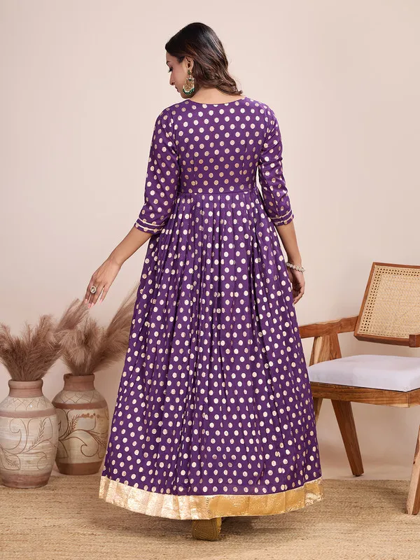 Purple_Silk_Blend_Zari_Weaving_Polka_Dot_Ethnic_Dresses_Gown_For_Women