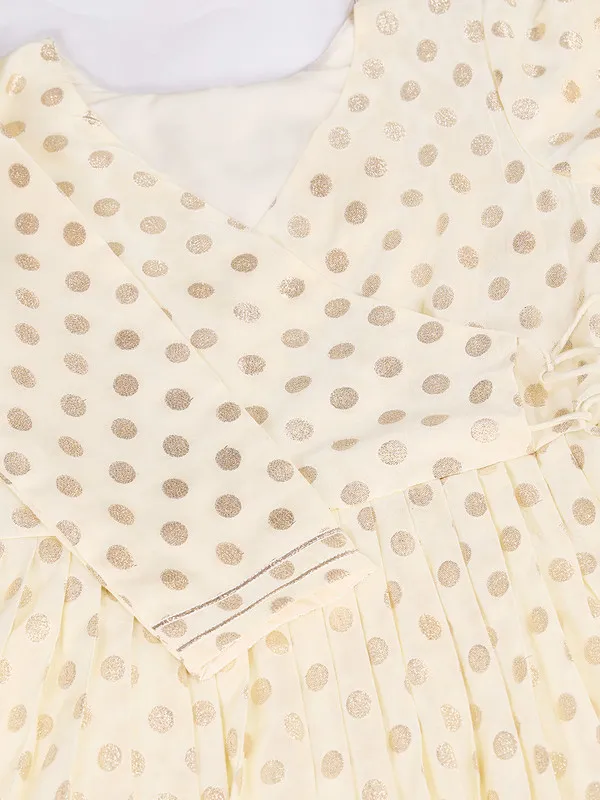 Cream_Silk_Blend_Zari_Weaving_Polka_Dot_Ethnic_Dresses_Gown_For_Women
