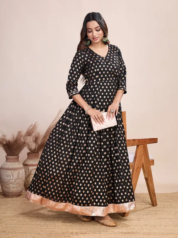 Black_Silk_Blend_Zari_Weaving_Polka_Dot_Ethnic_Dresses_Gown_For_Women