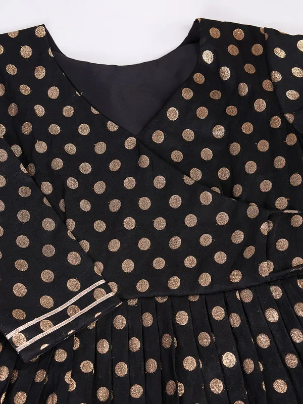 Black_Silk_Blend_Zari_Weaving_Polka_Dot_Ethnic_Dresses_Gown_For_Women