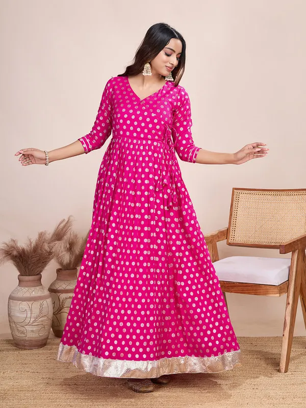 Pink_Silk_Blend_Zari_Weaving_Polka_Dot_Ethnic_Dresses_Gown_For_Women