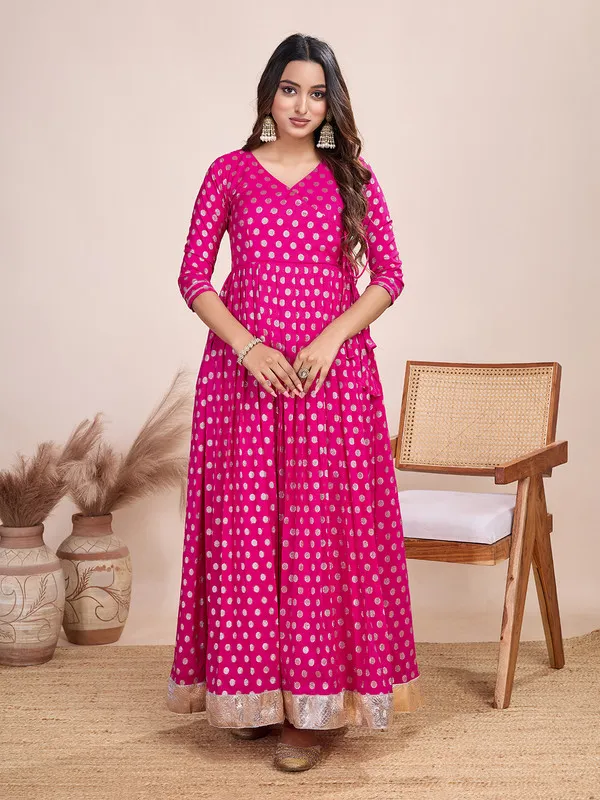 Pink_Silk_Blend_Zari_Weaving_Polka_Dot_Ethnic_Dresses_Gown_For_Women