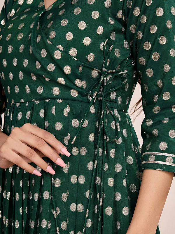 Green_Silk_Blend_Zari_Weaving_Polka_Dot_Ethnic_Dresses_Gown_For_Women