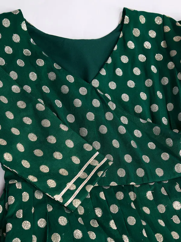Green_Silk_Blend_Zari_Weaving_Polka_Dot_Ethnic_Dresses_Gown_For_Women